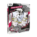 Pokémon TCG White Flare Binder Collection packaging featuring black and white design with pink accents and Pokémon card illustrations.