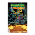 Comic book cover featuring Teenage Mutant Ninja Turtles x Naruto, with three characters in a dark urban setting and issue number 3.