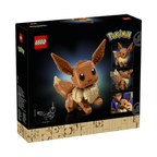 Boxed LEGO set featuring an Eevee character from Pokémon, with images of the assembled model and a technical drawing.