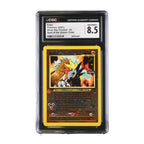 Entei trading card featuring a fiery background, encapsulated with a CGC grade of 8.5.