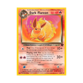 Dark Flareon Pokémon card featuring a vintage design, HP 50, and attacks 'Rage' and 'Playing with Fire.'