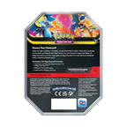 Tin featuring Mega Charizard X and Y from the Pokémon Trading Card Game, suitable for ages 6 and up.