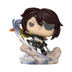 Hange Zoe from Attack on Titan in Scout uniform, holding a weapon, posed dynamically on a base.