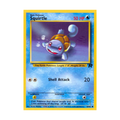 Squirtle Pokémon trading card featuring an illustration of the turtle-like character with HP 50 and Shell Attack move.