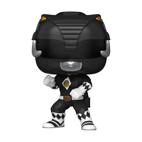 Funko Pop figure of a character in a black costume with a helmet, featuring distinct black and white patterns in a fighting stance.
