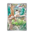 Meowth trading card featuring the character on a tree branch with 'Fury Swipes' attack and damage value of '20x'.
