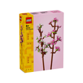 LEGO set box featuring two cherry blossom twig models with pink and white buds on a light pink background.