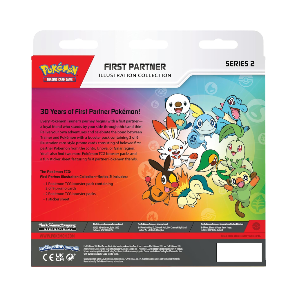 First partner Pokémon from Johto, Hoenn, and Unova regions featured in the First Partner Illustration Collection Series 2