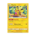 Pikachu trading card featuring abilities 'Pika Dash' and 'Whimsy Tackle' with a vibrant yellow background.