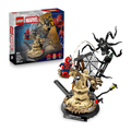LEGO set featuring Spider-Man and Sandman with a sand structure, web, and accessories, containing 201 pieces.