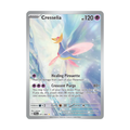 Cresselia Pokémon card featuring 120 HP, Healing Pirouette and Crescent Purge moves, with vibrant illustration and background.