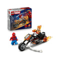 LEGO set featuring Spider-Man and Ghost Rider with a motorcycle and two minifigures, suitable for ages 6 and up.