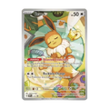 Eevee Pokémon card with HP 50, featuring Boosted Evolution and Reckless Charge abilities, sealed in protective casing.