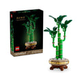LEGO Lucky Bamboo set featuring a green bamboo plant with multiple stalks and a circular brown base with white stones.