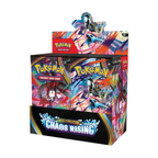 Colorful booster box for Pokémon TCG: Mega Evolution - Chaos Rising, containing 36 packs for ages 6 and up.