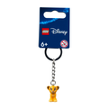 Keychain featuring a small yellow Simba figure with facial details, attached to a metal chain and black ring.