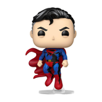 Superman figurine with red cape and blue suit on a white background