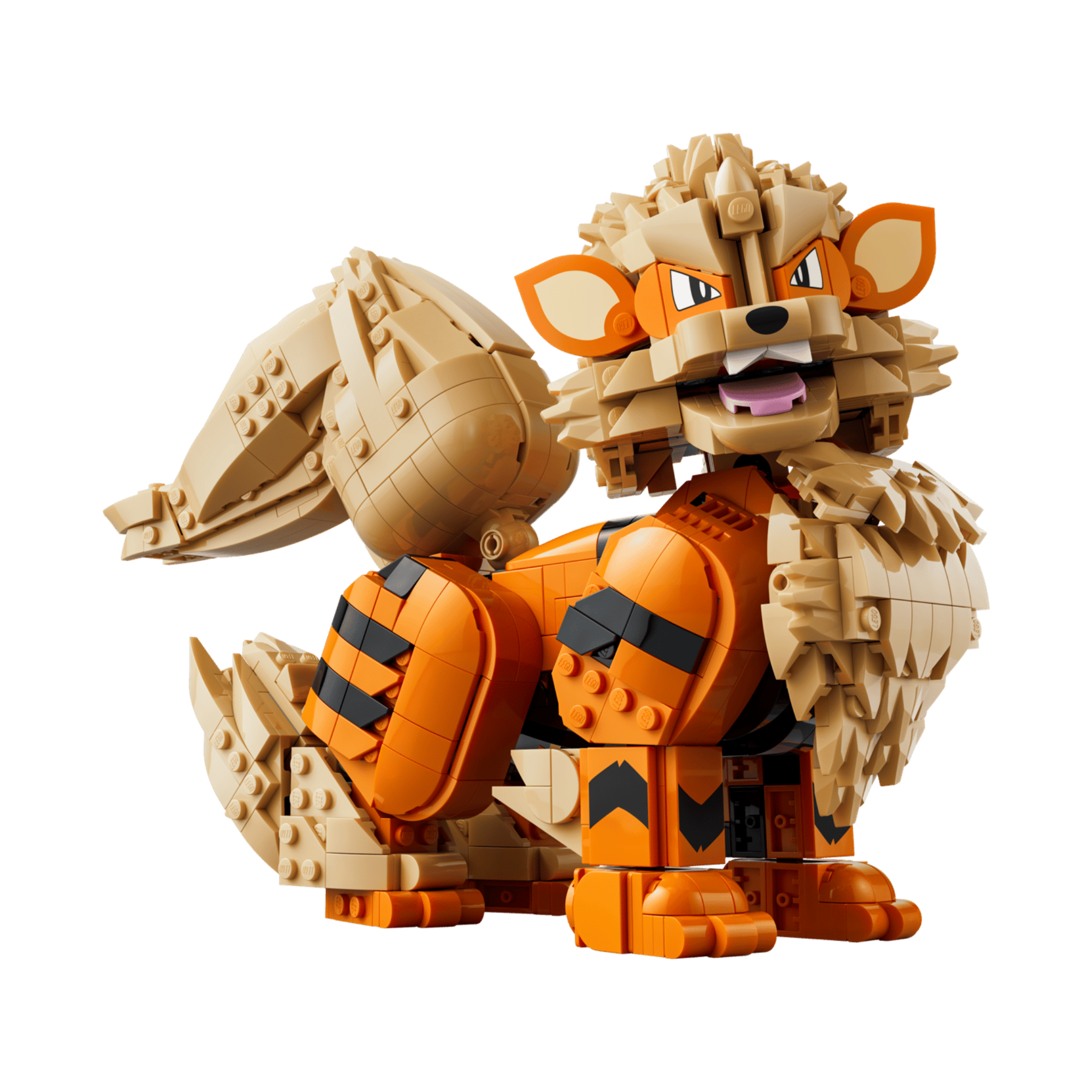 LEGO Pokémon 72160 Arcanine buildable figure – front view showing detailed fire mane brick design