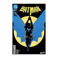 Batman #1 comic cover featuring a blue and yellow color scheme with a bat-like silhouette and creator names.