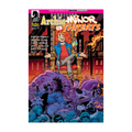 Comic book cover of Archie Vs Minor Threats #4 featuring a character in a blue jacket with a red 'R' amidst a chaotic scene.