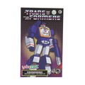 Stylized illustration of Transformers Soundwave on packaging for Yolopark AMK G1 model kit. Age recommendation 8+.