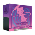 Elite Trainer Box featuring a pink and purple design, labeled 'Pokémon TCG: Fusion Strike', suitable for ages 6 and up.